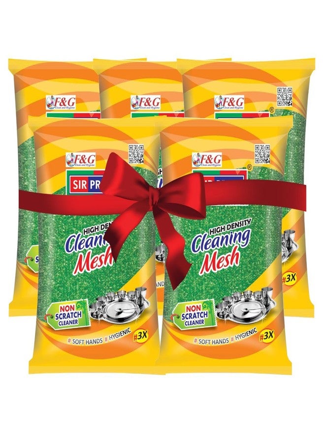 Sir Prize Cleaning mesh Scrub - Foam/Sponge Scratch Proof Scrubber with with Stain Splitter net for All Utensils Type Dish Washing and Heavy and Oily Stains Cleaning - Pack of 5 - Image 1